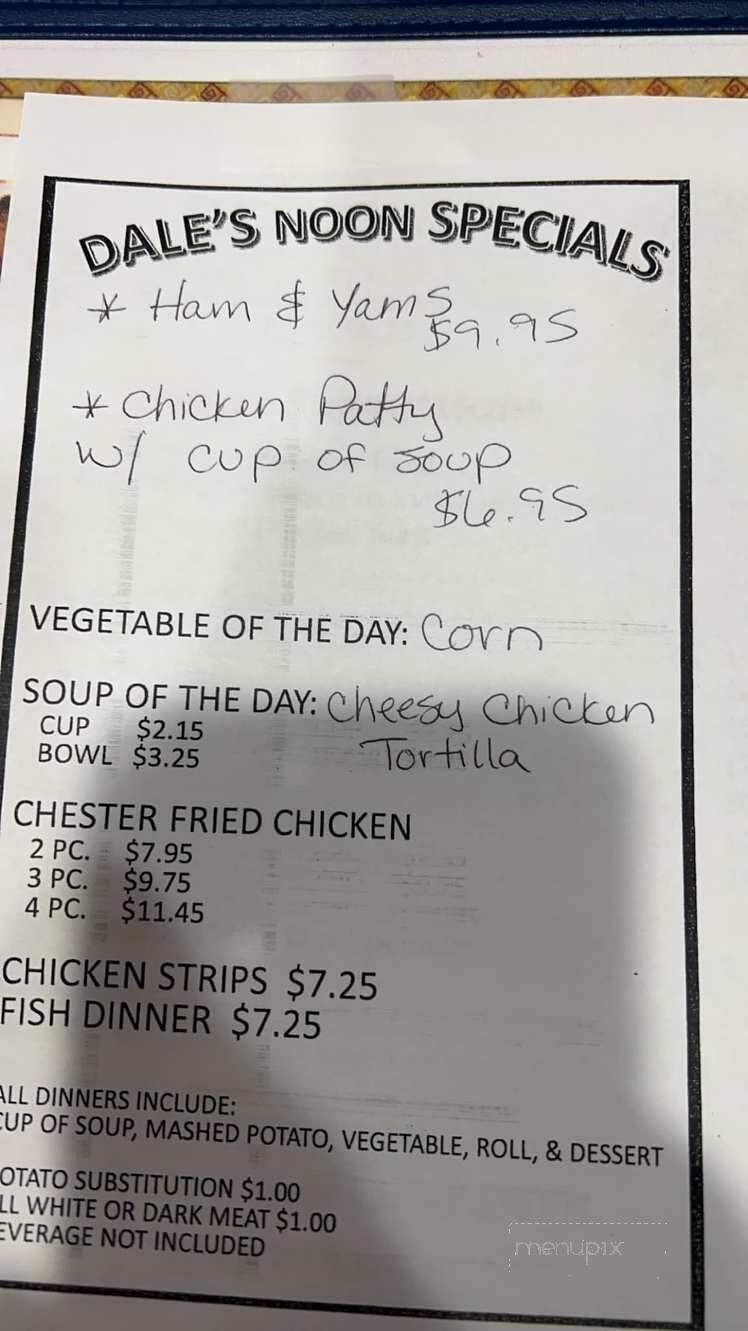 Dale's Cafe - Dunseith, ND menu_pic