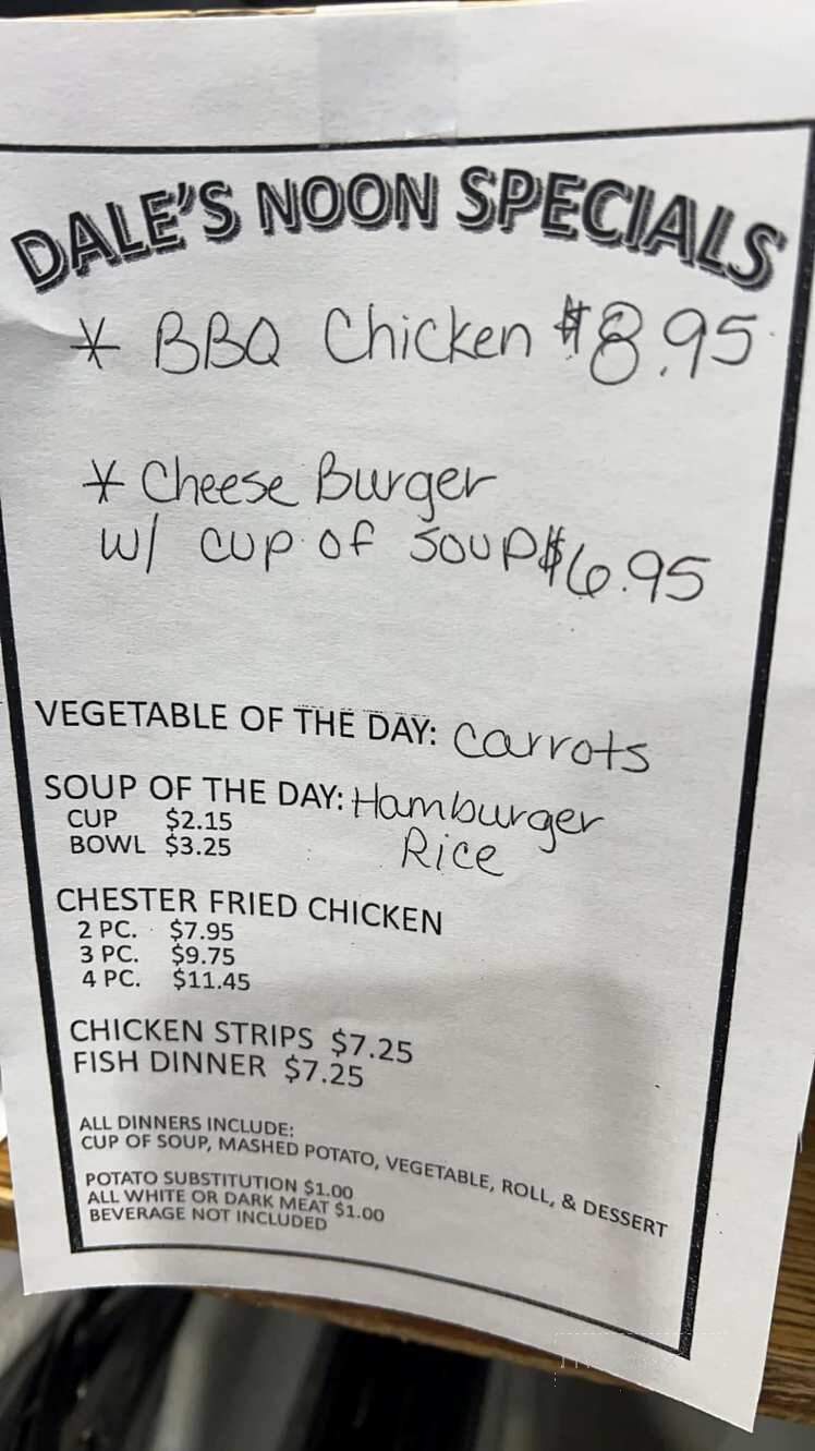 Dale's Cafe - Dunseith, ND menu_pic