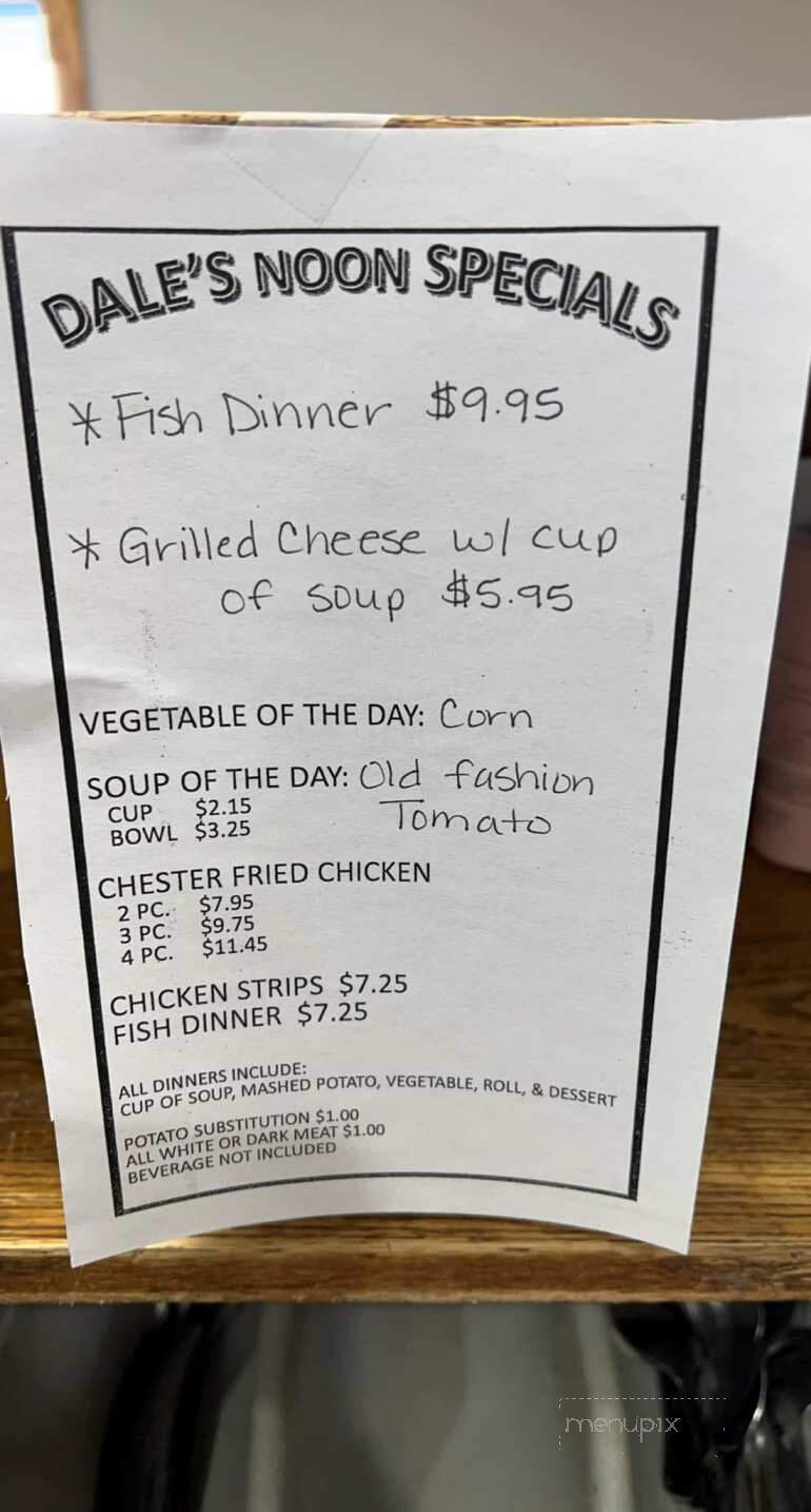 Dale's Cafe - Dunseith, ND menu_pic