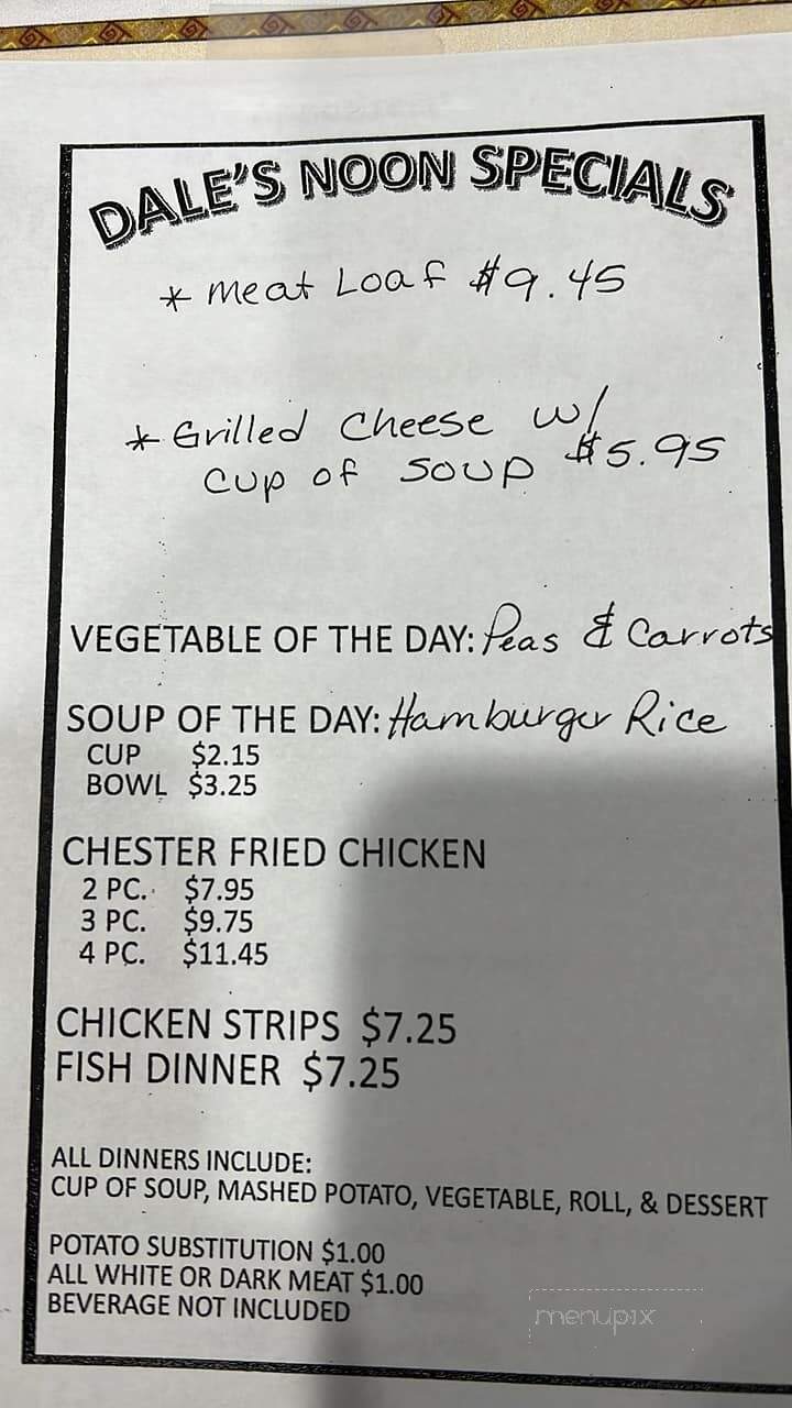 Dale's Cafe - Dunseith, ND menu_pic