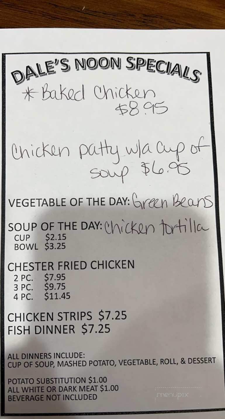 Dale's Cafe - Dunseith, ND menu_pic