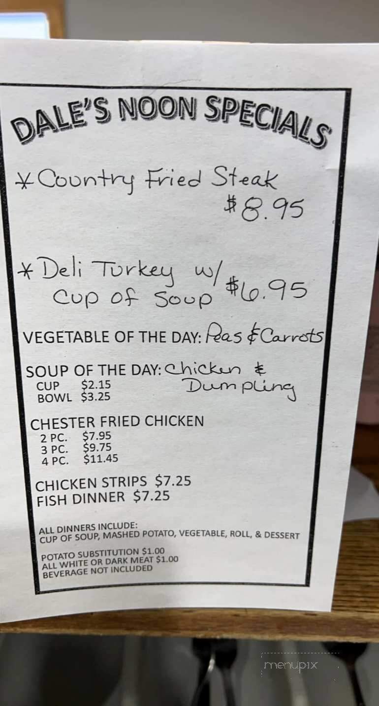 Dale's Cafe - Dunseith, ND menu_pic