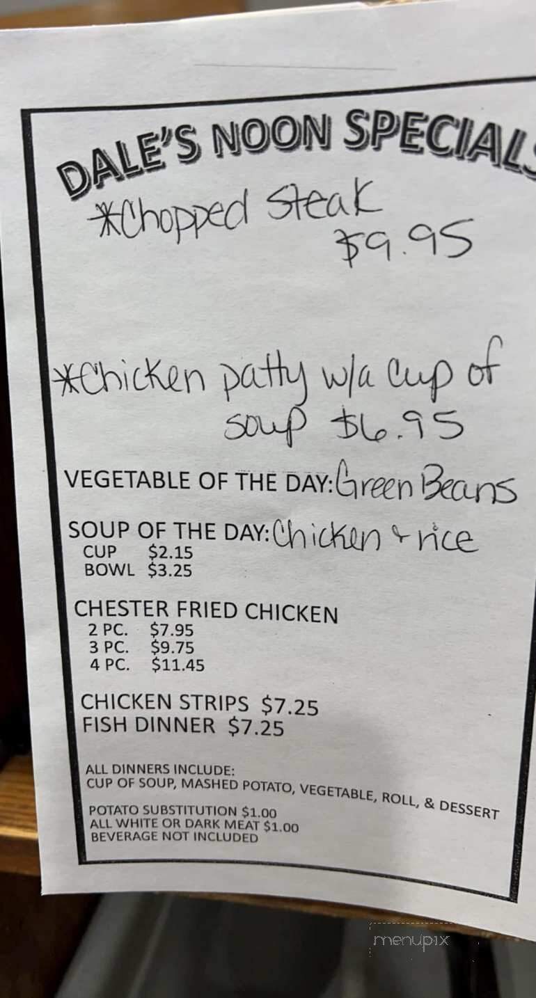 Dale's Cafe - Dunseith, ND menu_pic