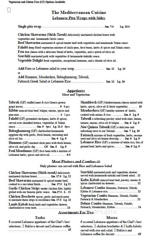 Shaddy's Restaurant - Charlottetown, PE menu_pic