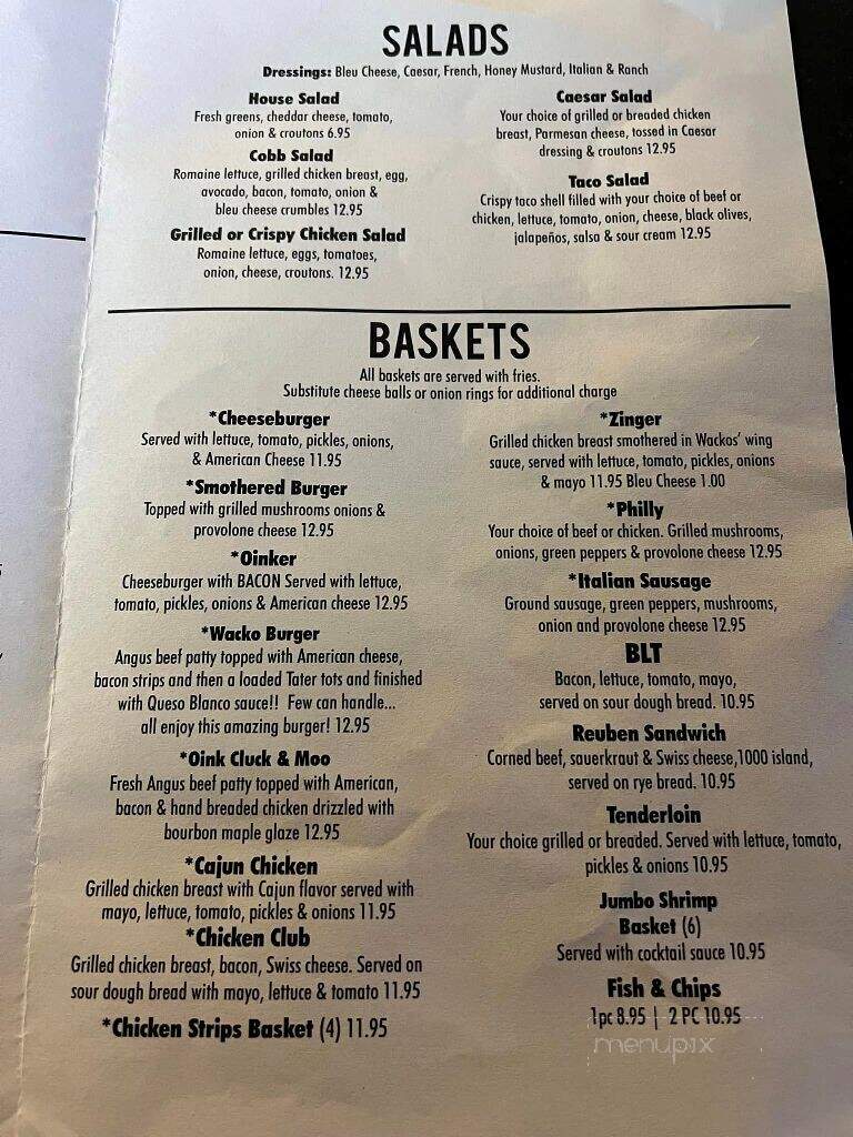 Wackos - Knoxville, IA menu_pic