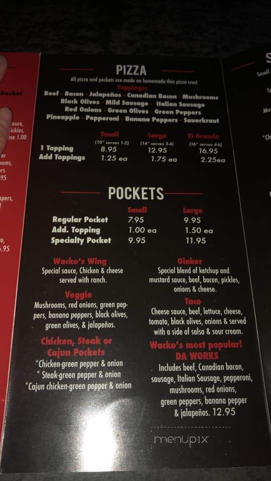 Wackos - Knoxville, IA menu_pic