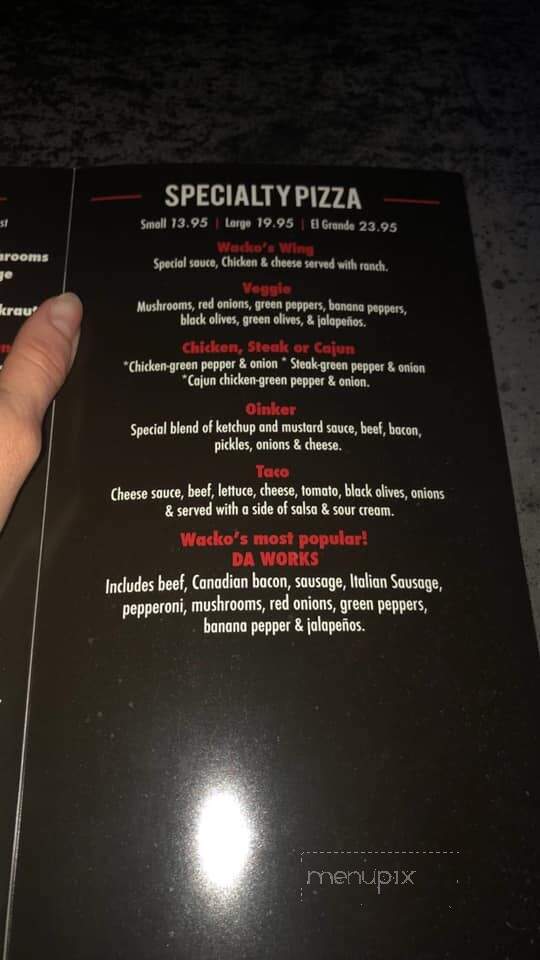 Wackos - Knoxville, IA menu_pic