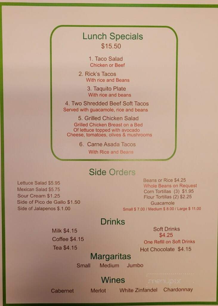 La Cabana Restaurant - Santa Paula, CA menu_pic