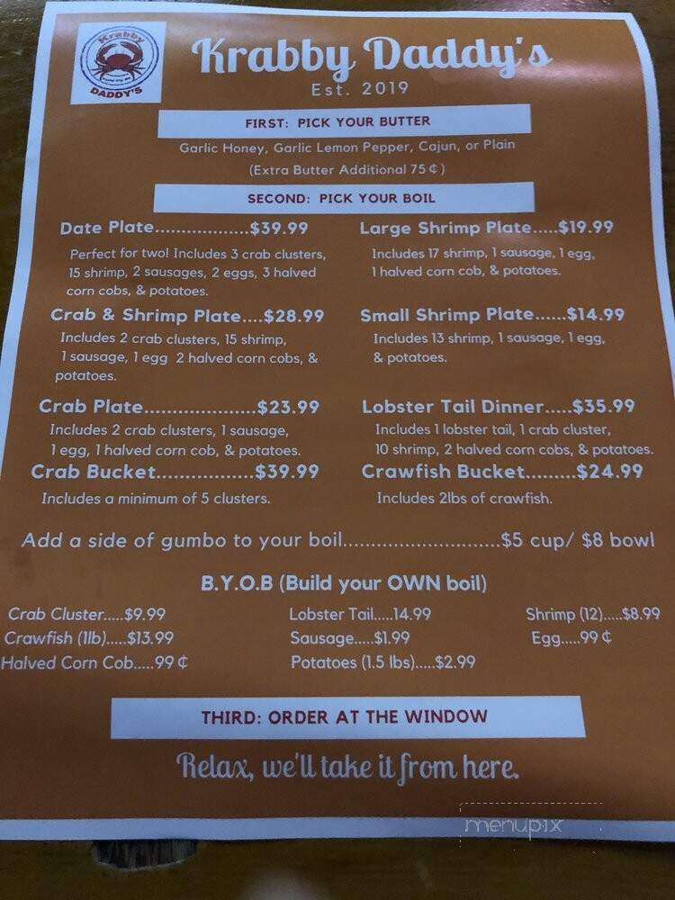 Krabby Daddy's - Crystal City, MO menu_pic