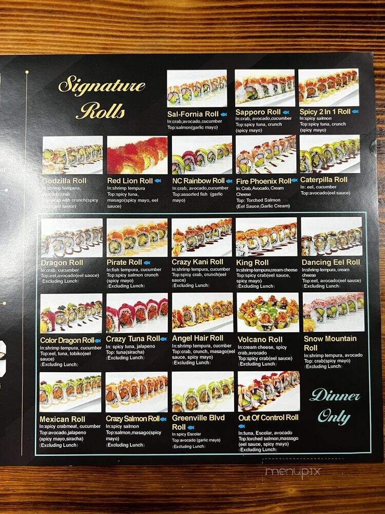 Q Sushi - Greenville, NC menu_pic