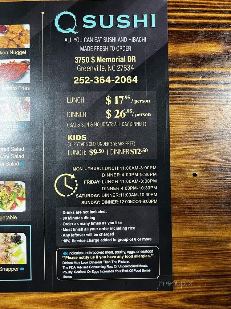 Q Sushi - Greenville, NC menu_pic