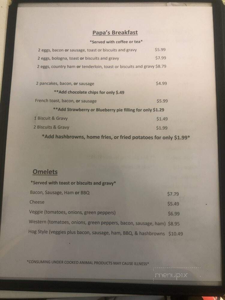 Papa's Old Fashioned BBQ - Erin, TN menu_pic