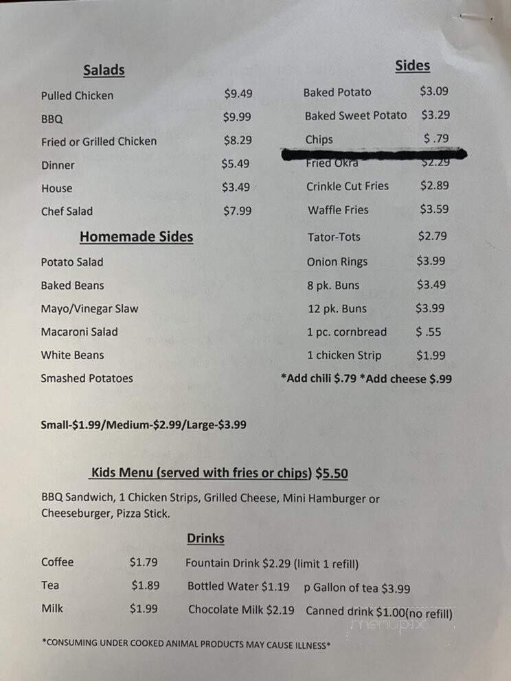 Papa's Old Fashioned BBQ - Erin, TN menu_pic
