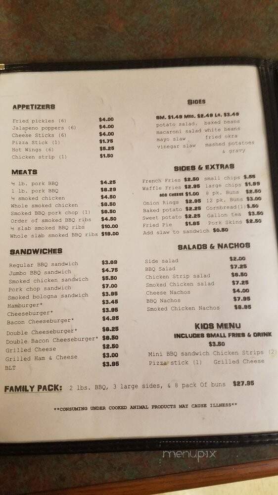 Papa's Old Fashioned BBQ - Erin, TN menu_pic