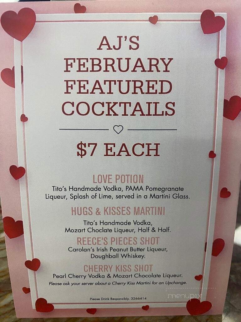 AJ's Bar and Grill - Anderson, SC menu_pic