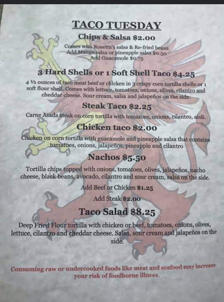 Cedar Side Inn - Vernonia, OR menu_pic