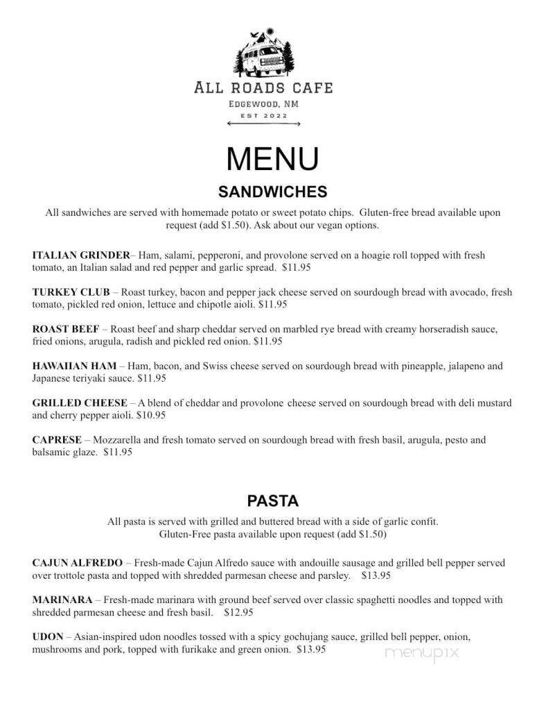 All Roads Cafe - Edgewood, NM menu_pic