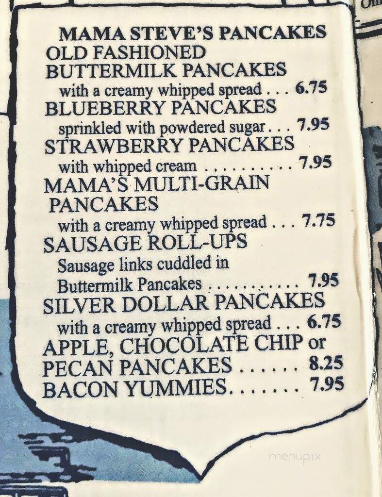Mama Steve's House Of Pancakes - Williamsburg, VA menu_pic