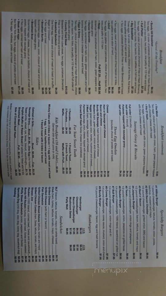 Bundy Hill K & C Diner - Jerome, MI menu_pic