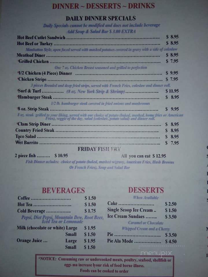 Bundy Hill K & C Diner - Jerome, MI menu_pic