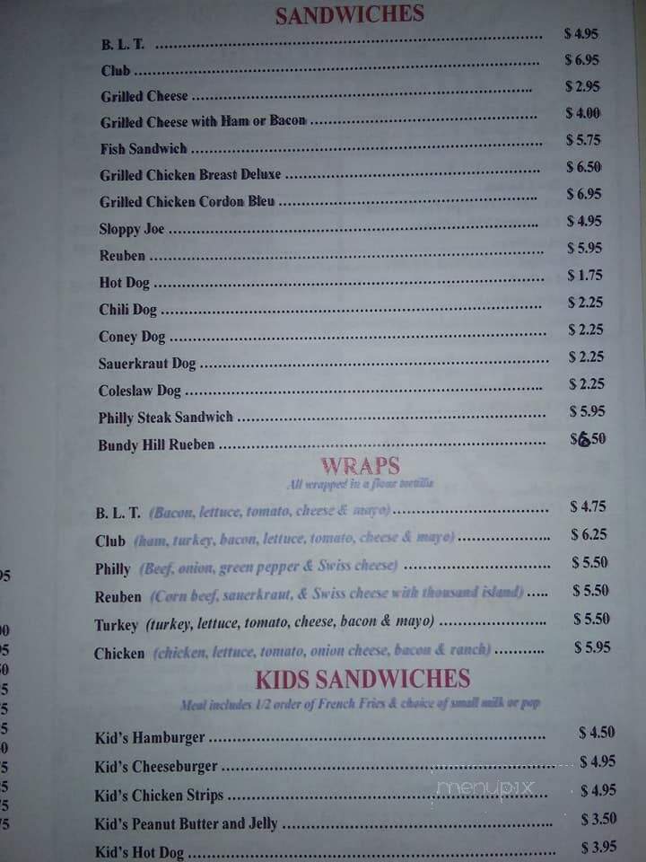 Bundy Hill K & C Diner - Jerome, MI menu_pic