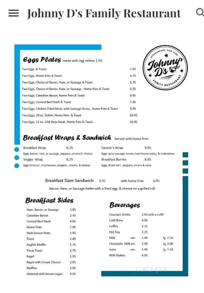 Johnny D's Family Restaurant - Spencerport, NY menu_pic