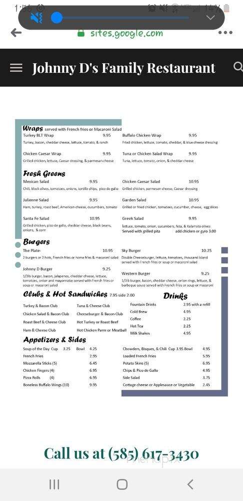 Johnny D's Family Restaurant - Spencerport, NY menu_pic
