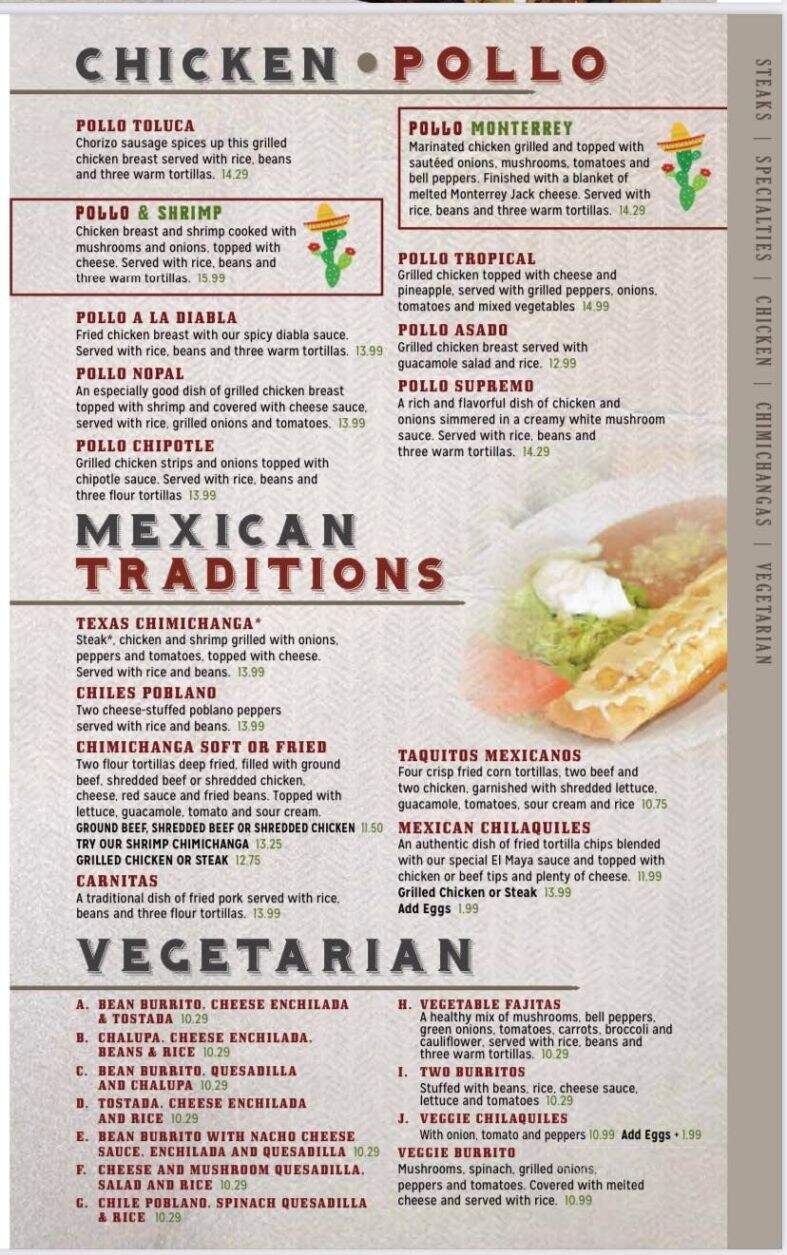 The Nopal - NEW PALESTINE, IN menu_pic