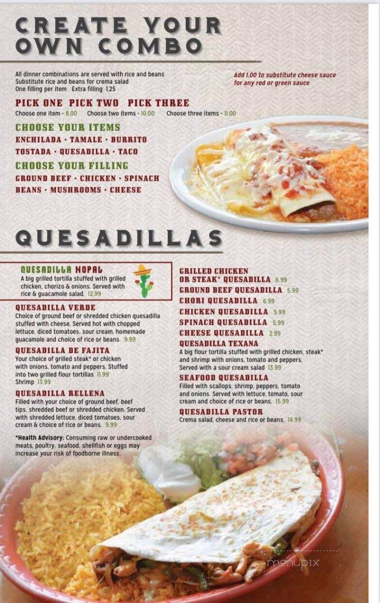 The Nopal - NEW PALESTINE, IN menu_pic