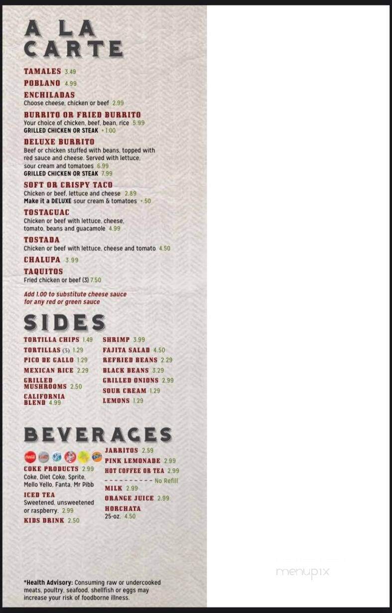 The Nopal - NEW PALESTINE, IN menu_pic