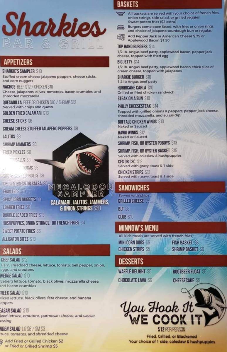 Sharkies Bar & Grill - Port O'Connor, TX menu_pic