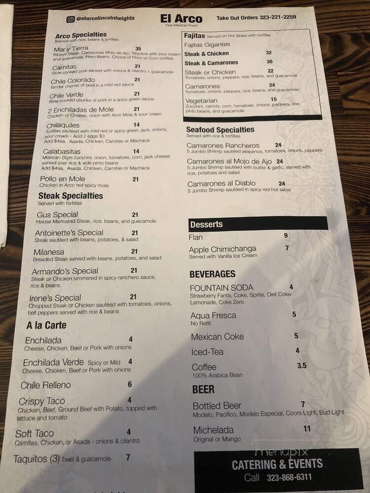 El Arco No 2 - Los Angeles, CA menu_pic
