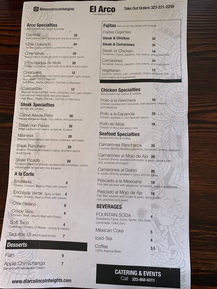 El Arco No 2 - Los Angeles, CA menu_pic