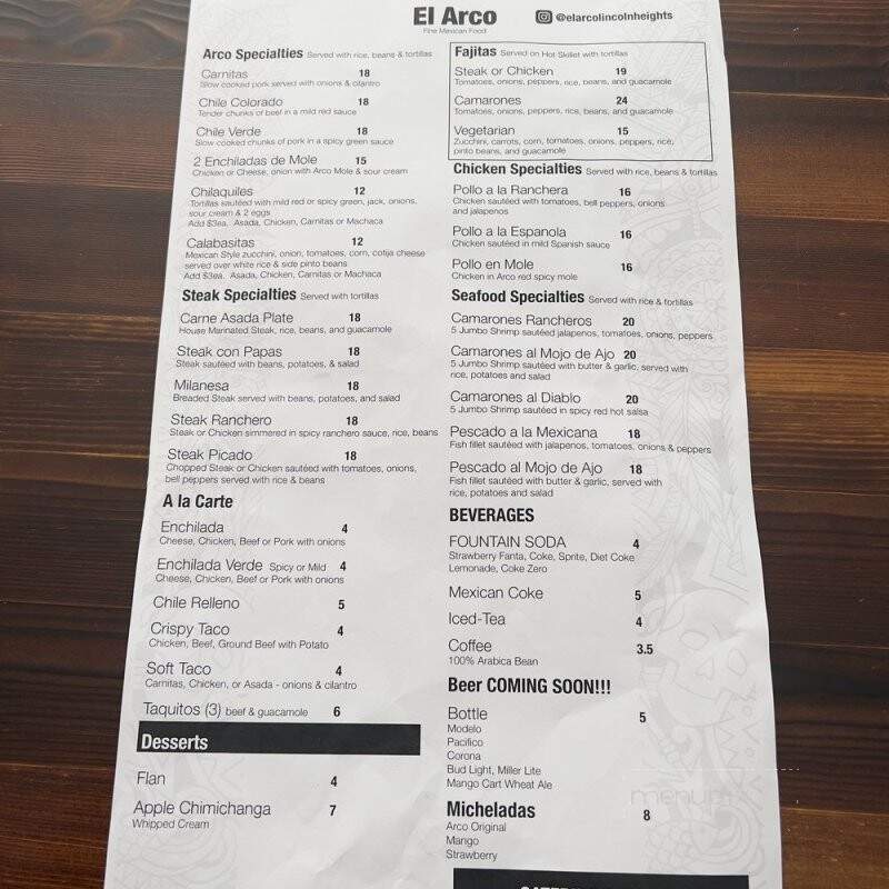 El Arco No 2 - Los Angeles, CA menu_pic
