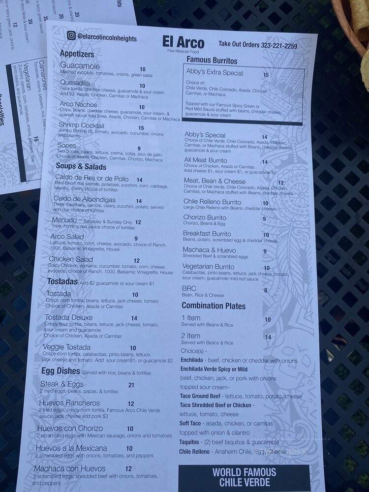 El Arco No 2 - Los Angeles, CA menu_pic
