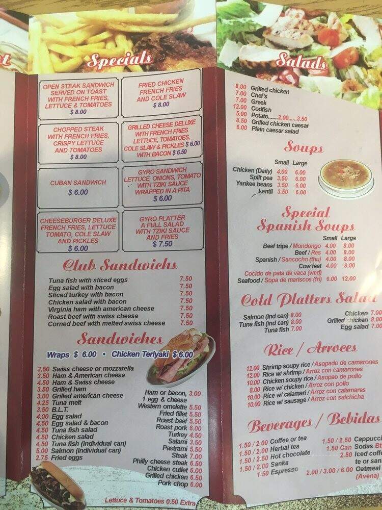 Andy's Restaurant - New York, NY menu_pic