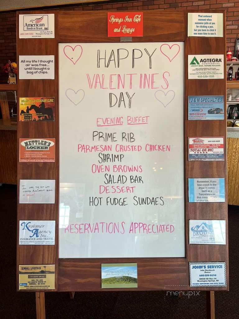 Springs Inn Cafe - Wessington Springs, SD menu_pic