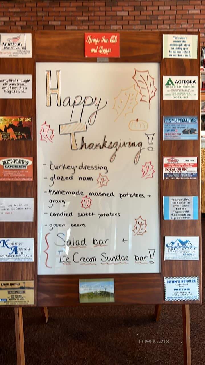 Springs Inn Cafe - Wessington Springs, SD menu_pic
