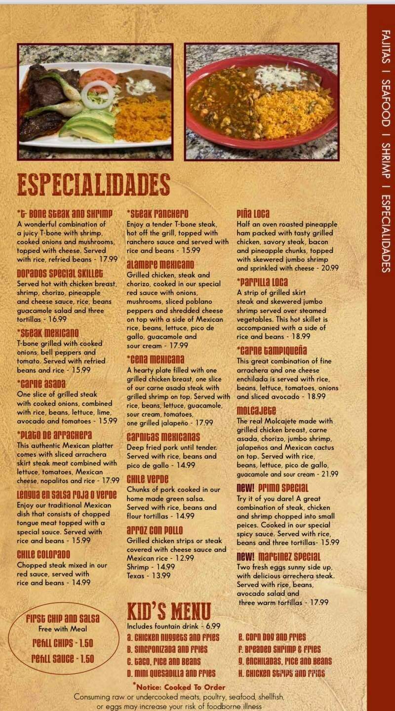 Dorados Mexican Grill & Bar - Hudsonville, MI menu_pic