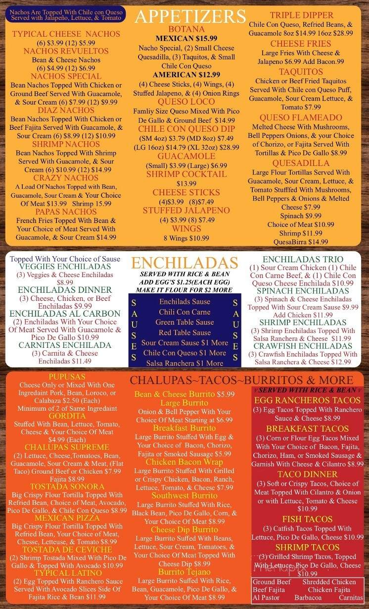 Diaz Tex-Mex - Hillsboro, TX menu_pic