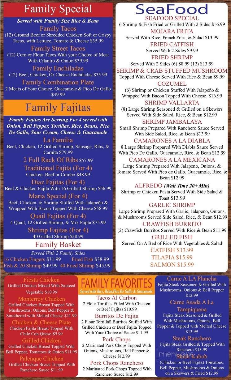 Diaz Tex-Mex - Hillsboro, TX menu_pic