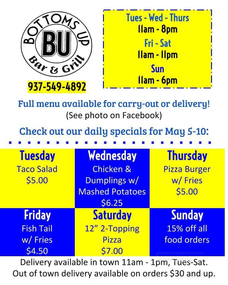 Bottoms Up Bar and Grill - Manchester, OH menu_pic