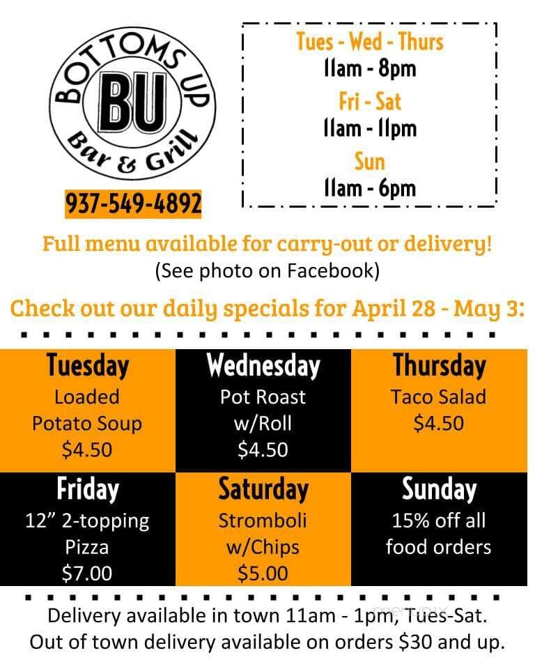 Bottoms Up Bar and Grill - Manchester, OH menu_pic