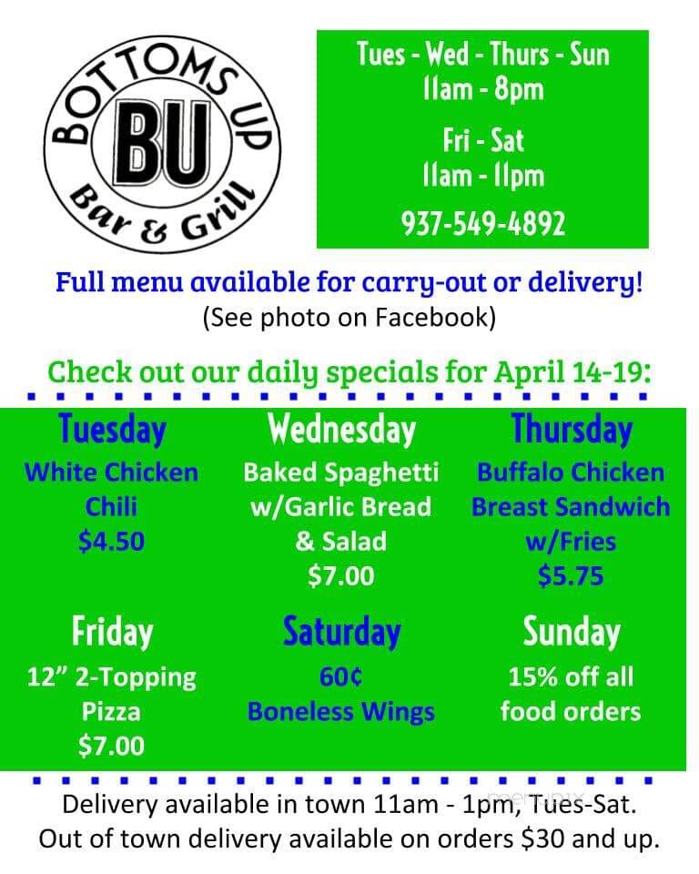 Bottoms Up Bar and Grill - Manchester, OH menu_pic