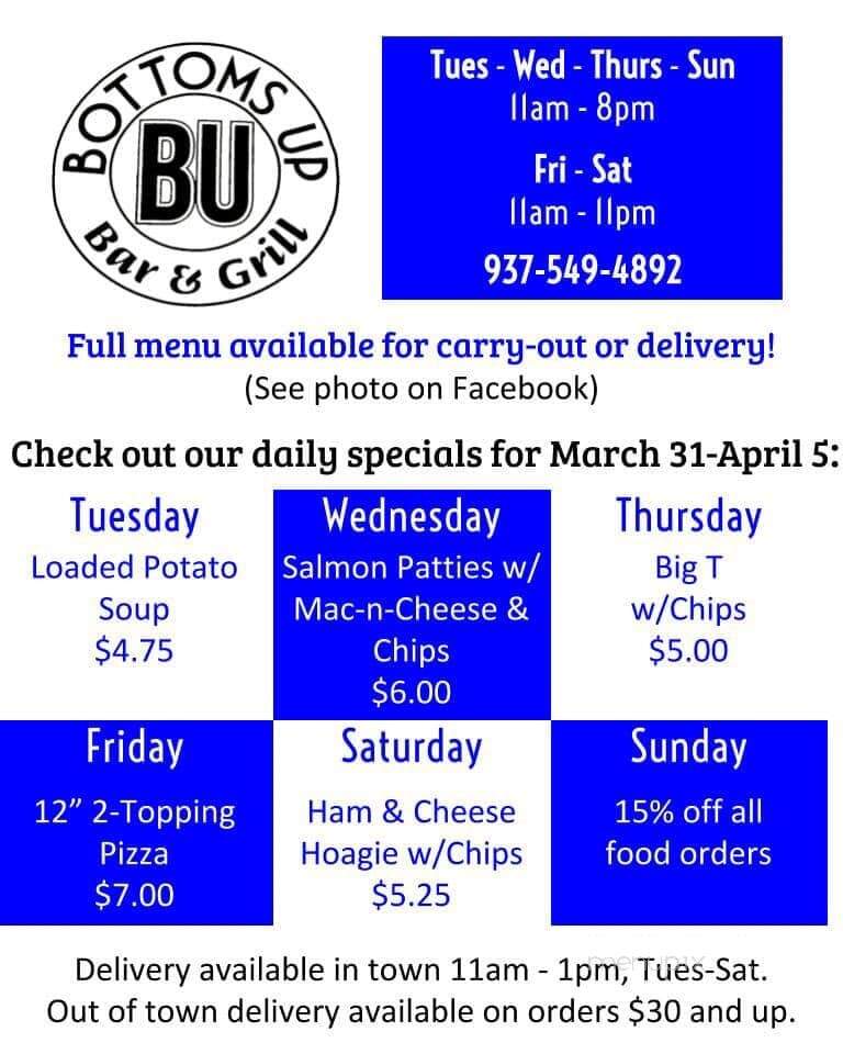 Bottoms Up Bar and Grill - Manchester, OH menu_pic