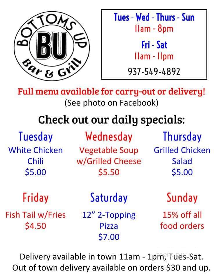 Bottoms Up Bar and Grill - Manchester, OH menu_pic