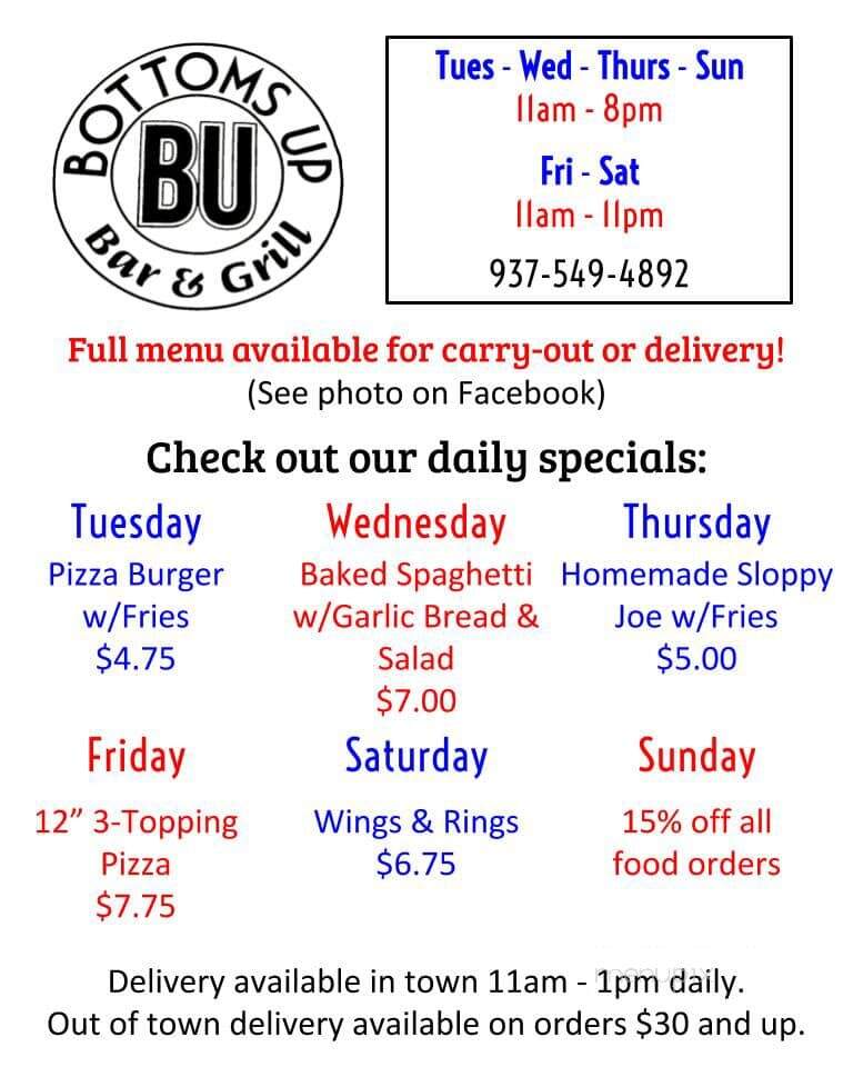 Bottoms Up Bar and Grill - Manchester, OH menu_pic