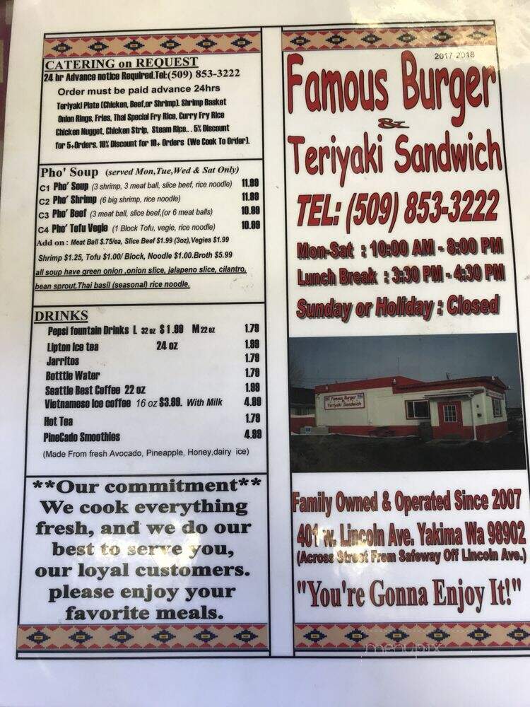 Famous Burger & Teriyaki Sandwich - Yakima, WA menu_pic