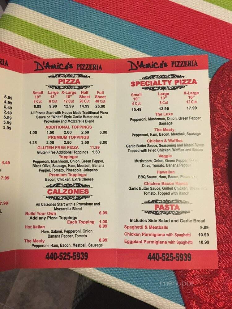D'Amico's Pizzeria - Eastlake, OH menu_pic