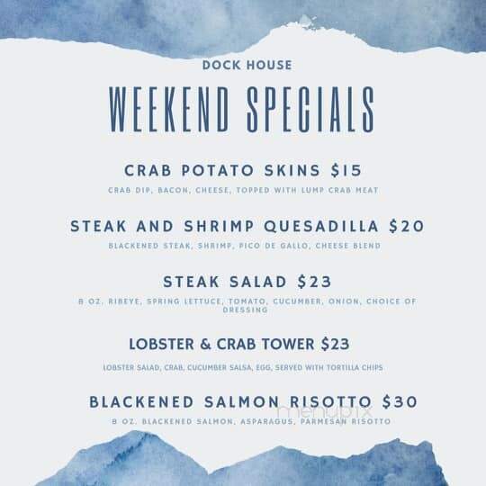 Dock House Restaurant - Chester, MD menu_pic